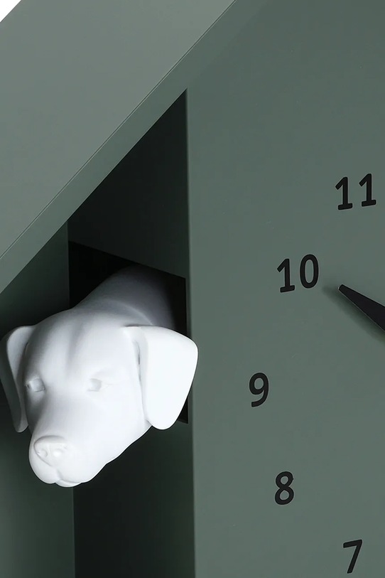 Salon i sypialnia Karlsson zegar ścienny z dźwiękiem Peeking Doggy 29 x 26 cm KA6097GR zielony