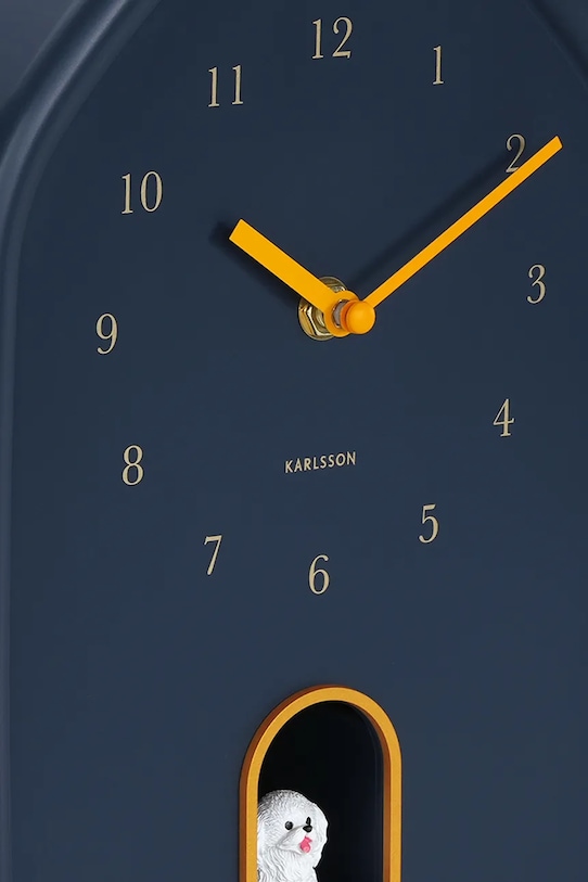 Salon i sypialnia Karlsson zegar ścienny z dżwiękiem Modern Doggy 29 x 20 cm KA6098DB granatowy