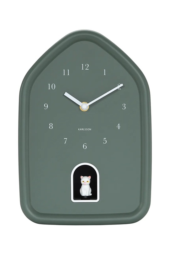 Karlsson zegar ścienny z dźwiękiem Modern Kitty 20 x 29 cm zielony KA6100GR