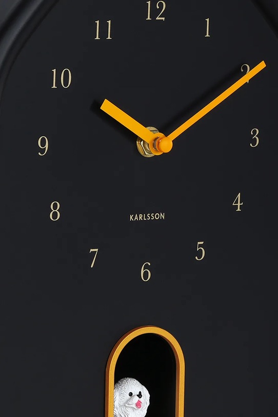 Salon i sypialnia Karlsson zegar ścienny z dźwiękiem Modern Doggy 29 x 20 cm KA6098BK czarny