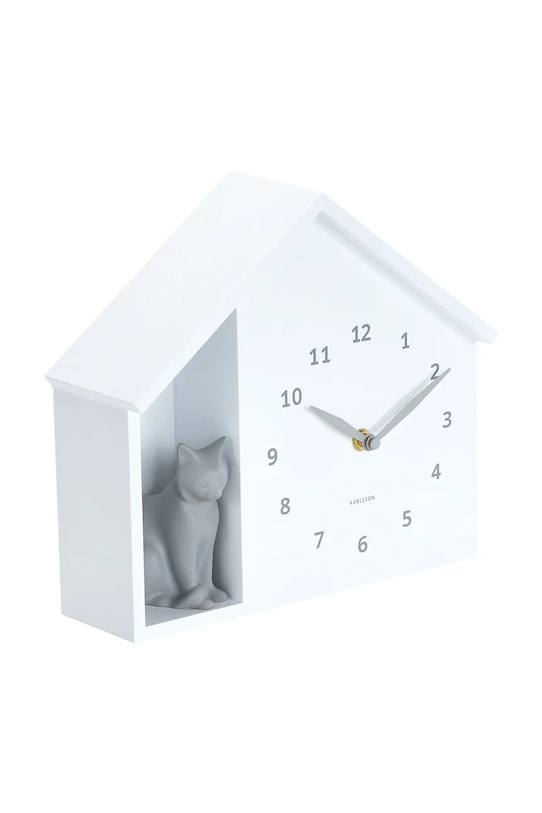 Karlsson zegar ścienny z dźwiękiem Siting Cat 26 x 29 cm KA6099WH biały AA00