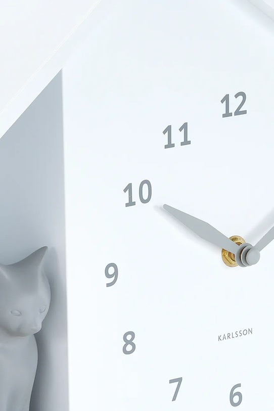 Karlsson zegar ścienny z dźwiękiem Siting Cat 26 x 29 cm biały KA6099WH