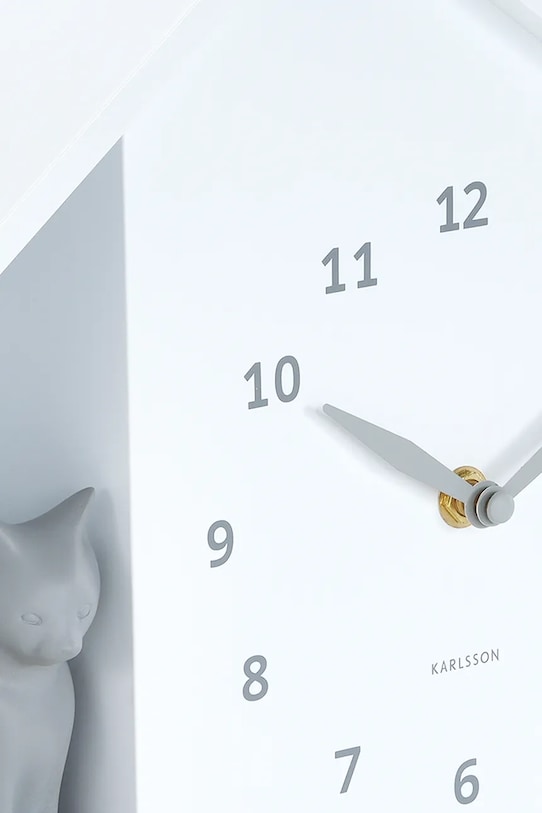 Karlsson zegar ścienny z dźwiękiem Siting Cat 26 x 29 cm biały KA6099WH