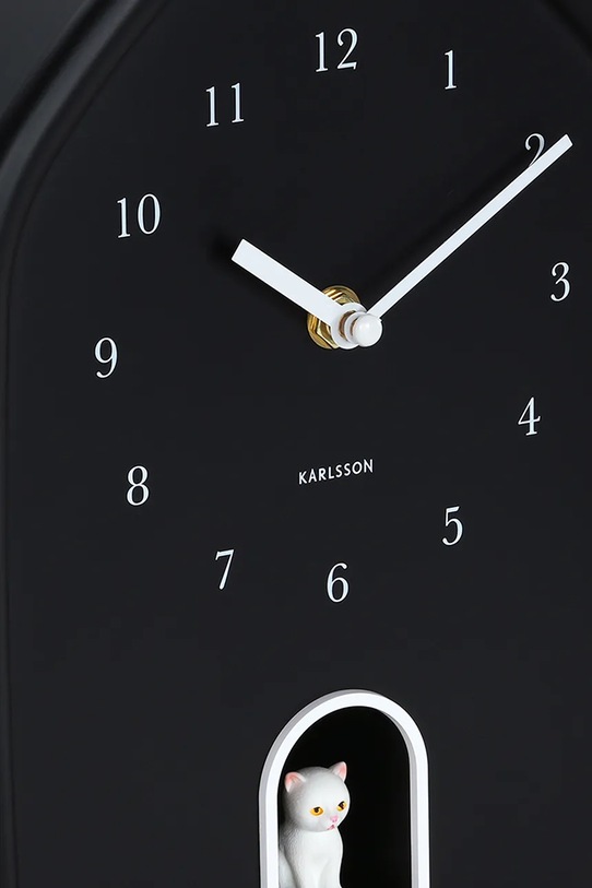 Salon i sypialnia Karlsson zegar ścienny z dźwiękiem Modern Kitty 29 x 20 cm KA6100BK czarny