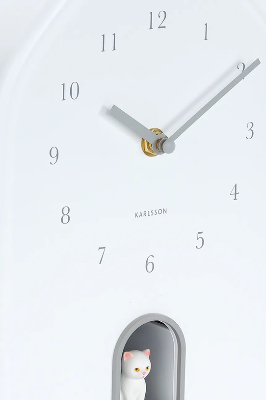 Salon i sypialnia Karlsson zegar ścienny z dźwiękiem Modern Kitty 20 x 29 cm KA6100WH biały