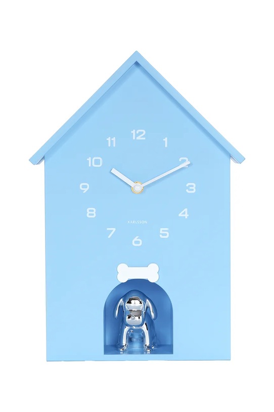 Karlsson zegar ścienny z dźwiękiem Dog House 36,5 x 26,5 cm niebieski KA6096LB