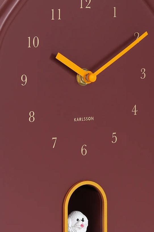 Salon i sypialnia Karlsson zegar ścienny z dźwiękiem Modern Doggy 29 x 20 cm KA6098RD różowy