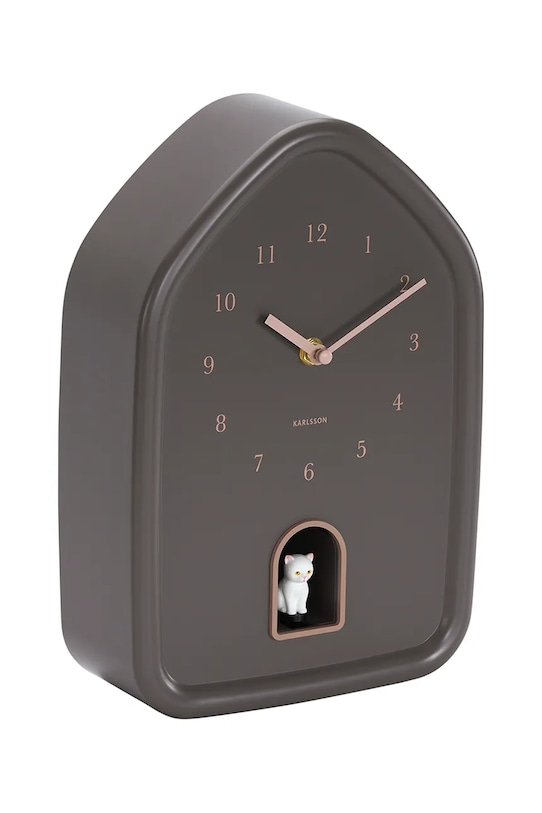 Karlsson zegar ścienny z dźwiękiem Modern Kitty 29 x 20 cm KA6100BR fioletowy AA00