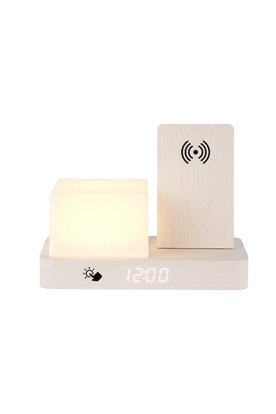 Obývacia izba a spálňa Karlsson budík LED drevený KA6079WH béžová