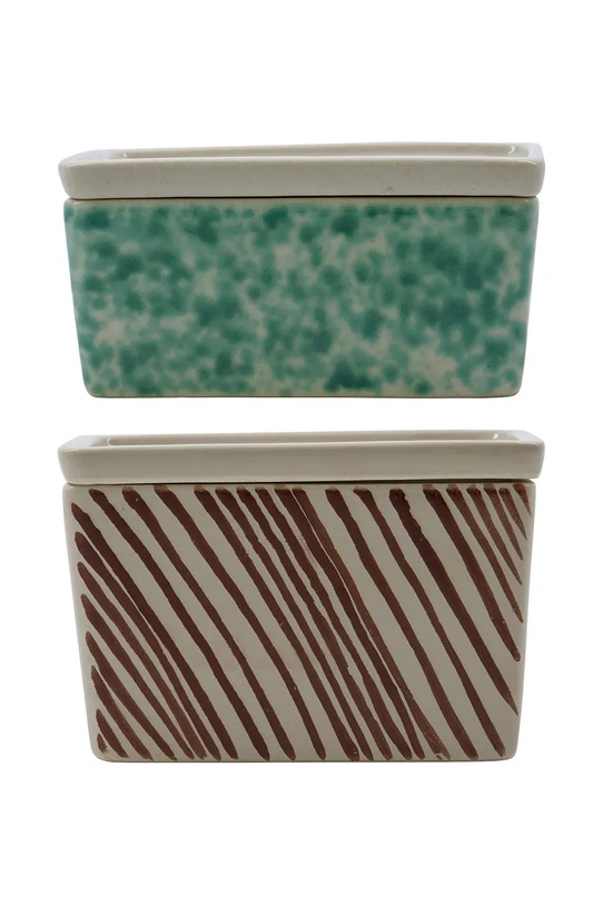 House Doctor zestaw pojemników do przechowywania z pokrywkami HDDiva 12,5 x 9 x 6 / 12,5 x 9 x 8 cm. 2-pack multicolor 267600024