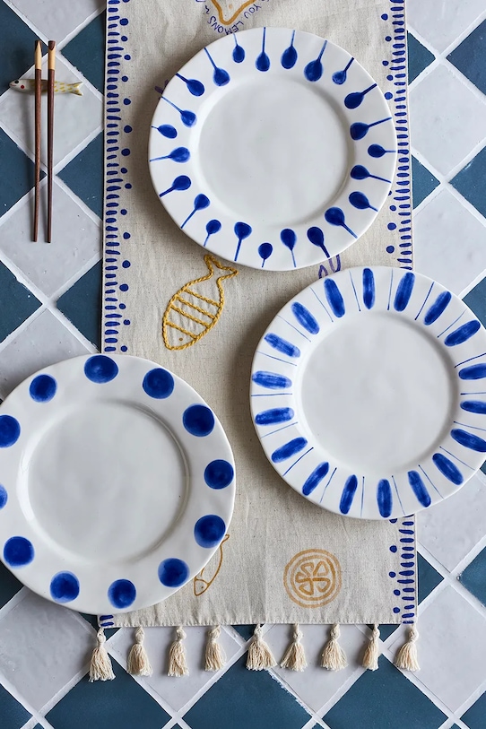 Кухня и бар Набор плоских тарелок Bloomingville Linora 28 cm 3 шт 82072670 белый