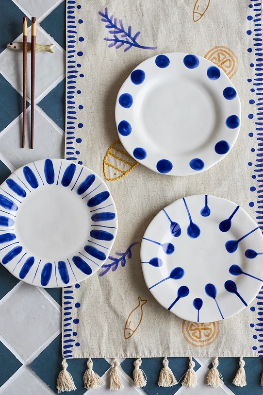 Кухня и бар Набор салатных тарелок Bloomingville Linora 22 cm 3 шт 82072671 белый