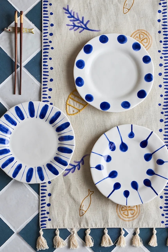 Кухня и бар Набор салатных тарелок Bloomingville Linora 22 cm 3 шт 82072671 белый