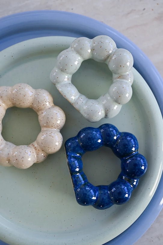 Byon obrączki do serwetek z kamionki 6,5 x 2,5 x 6 cm 5228660733 granatowy AA00