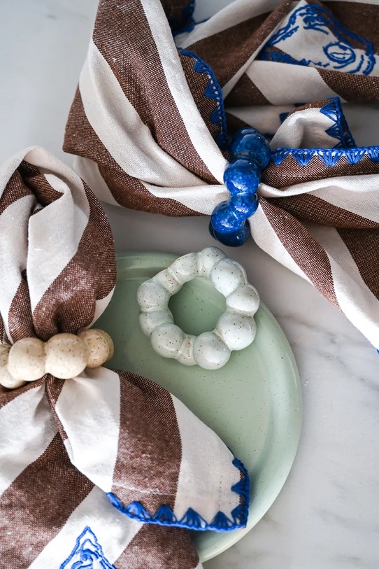 Kuchnia i bar Byon obrączki do serwetek z kamionki 6,5 x 2,5 x 6 cm 5228660733 granatowy