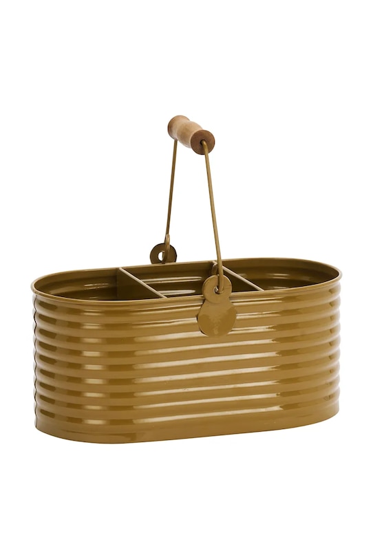 Madam Stoltz pojemnik na przybory kuchenne z żelaza 27 x 14 x 13,5 cm żółty 39160MUS