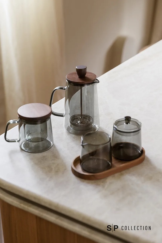 S|P Collection Zestaw cukiernica i mlecznik ze szkła barwionego 220 ml szary 800204