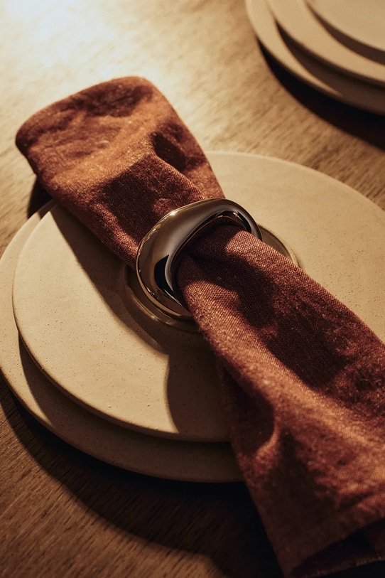 Ferm Living obrączki do serwetek z porcelany 2,1 x 7,2 x 6,5 cm srebrny 1104272494