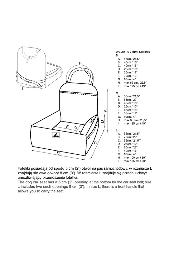 Bebobi fotelik samochodowy dla psa Ero Soft 56 x 40 x 25 cm EKMM23B