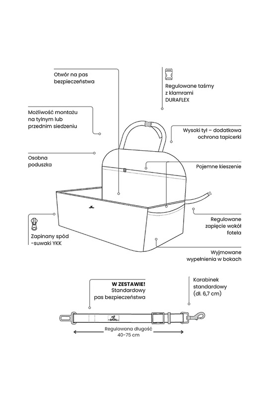Bebobi fotelik samochodowy dla psa Ero Soft 40 x 40 x 25 cm brązowy EMMSBR