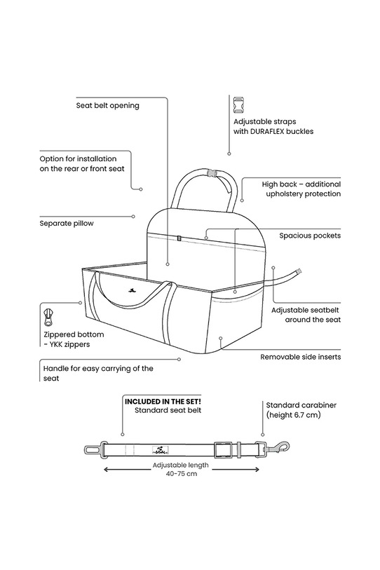 Bebobi fotelik samochodowy dla psa Ero Soft 75 x 55 x 25 cm EMMLBR brązowy