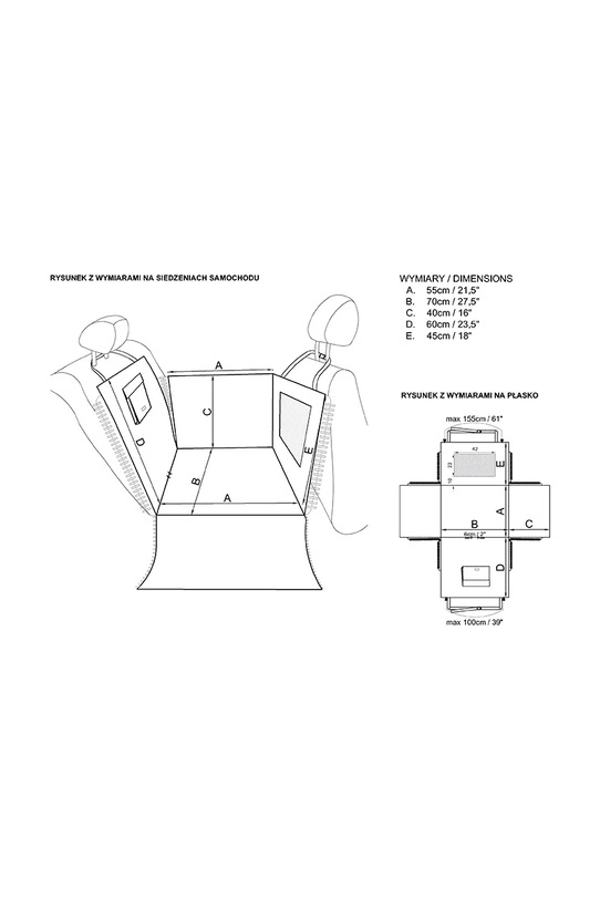 Bebobi mata samochodowa z pasem bezpieczeństwa dla psa 70 x 55 x 5 cm zielony D23MMSKO