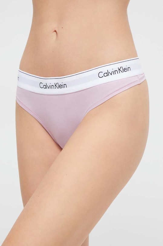 Calvin Klein Underwear stringi dzianina fioletowy 0000F3786E