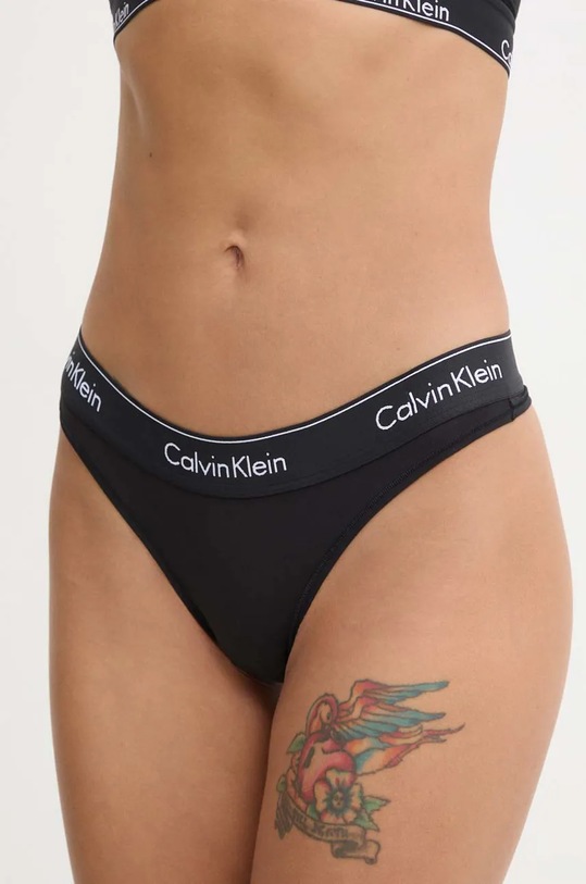 Calvin Klein Underwear stringi dzianina czarny 0000F3786E