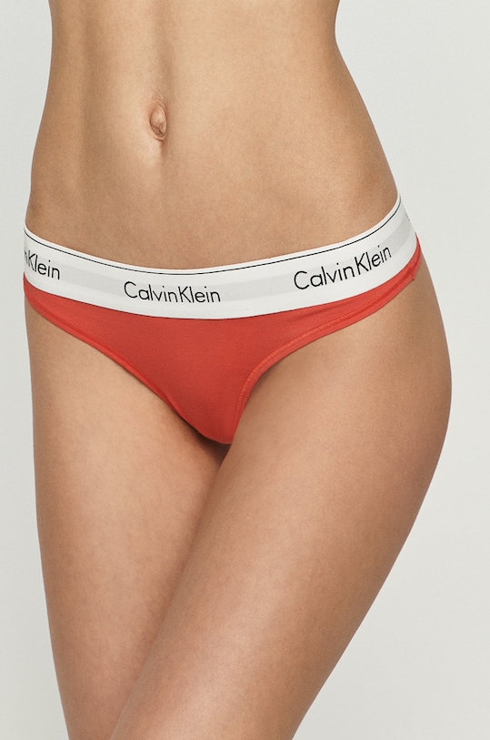 Calvin Klein Underwear stringi dzianina pomarańczowy 0000F3786E