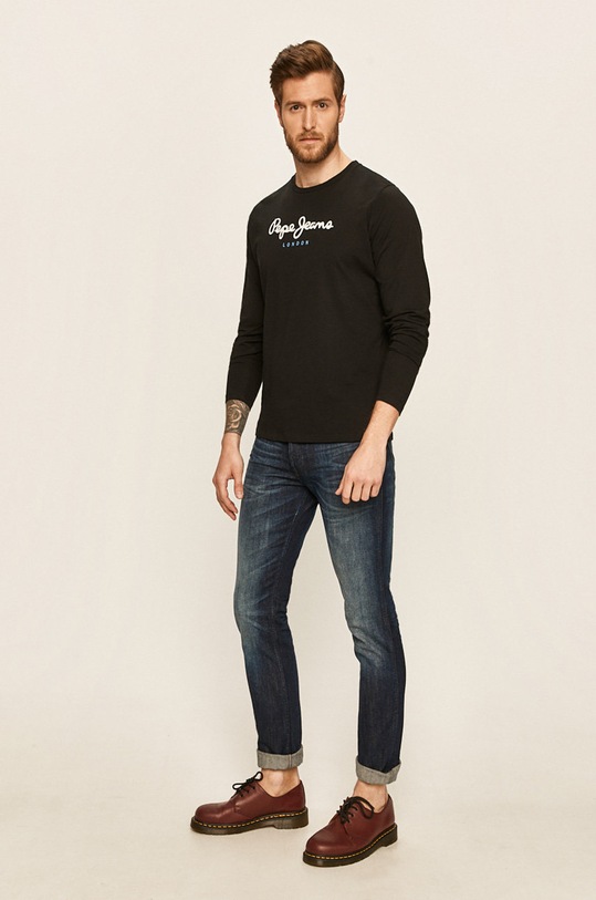 Pepe Jeans - Pánske tričko s dlhým rúkavom PM501321 čierna AW19