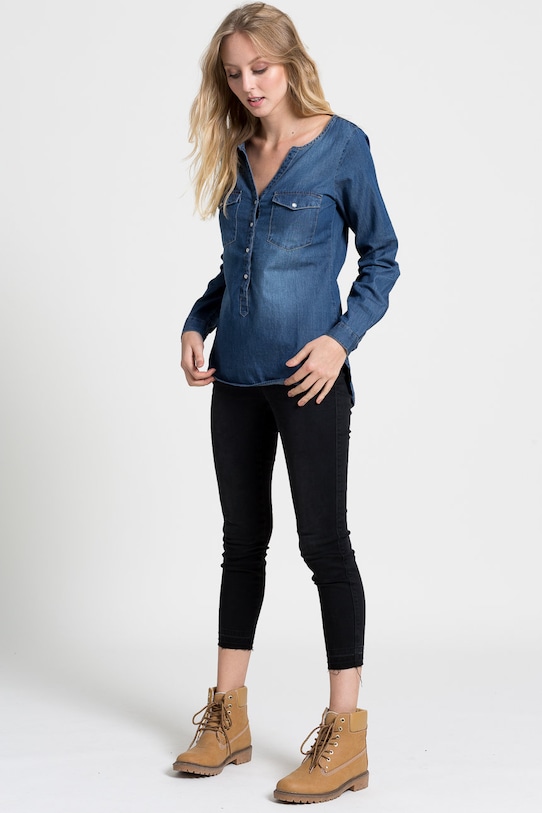 Jacqueline de Yong - Blúzka 15129969 tmavomodrá AA00