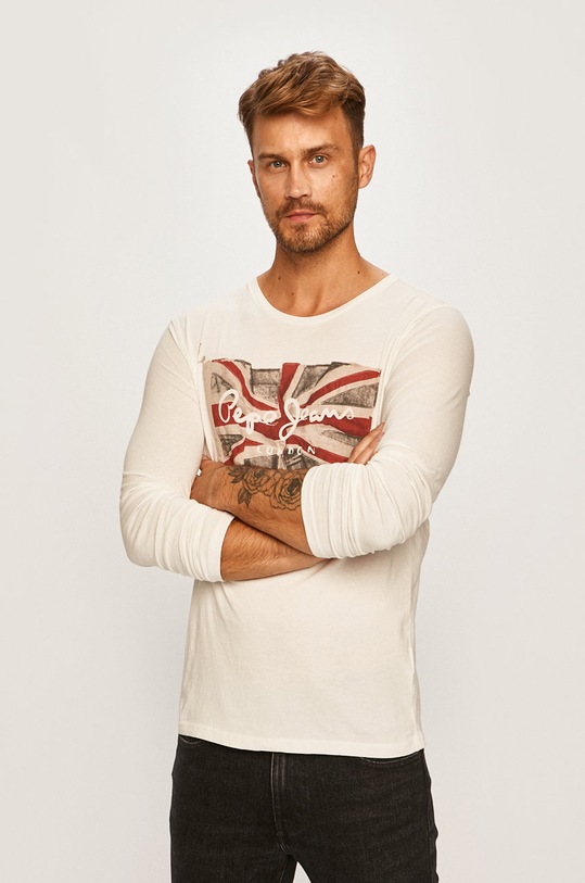 Pepe Jeans - Tričko s dlouhým rukávem potisk bílá PM501326