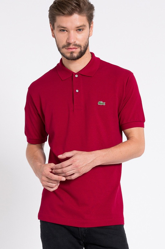 Lacoste - Pánske polo tričko jednofarebný burgundské L1212.476