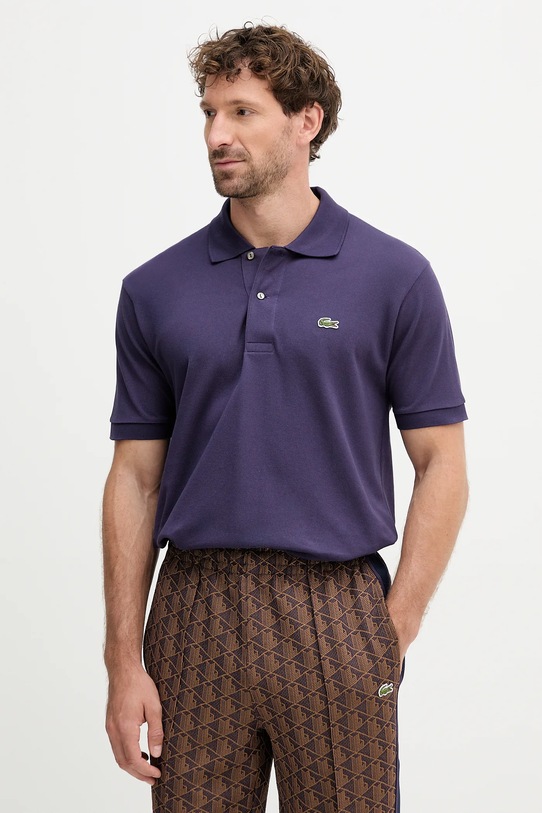 Βαμβακερό μπλουζάκι πόλο Lacoste μωβ L1212