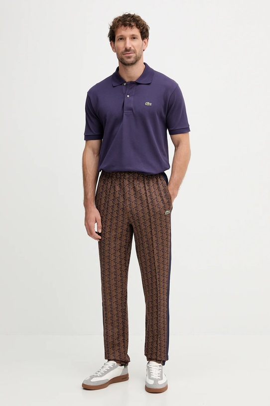 Βαμβακερό μπλουζάκι πόλο Lacoste L1212 μωβ AW25