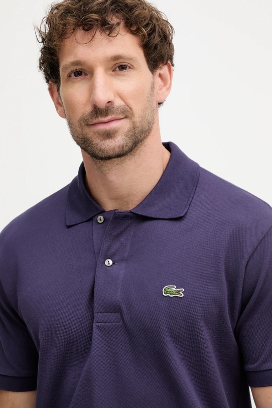 Βαμβακερό μπλουζάκι πόλο Lacoste μωβ L1212