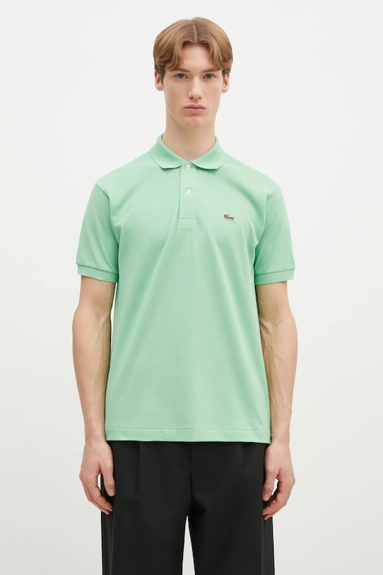 Bavlněné polo tričko Lacoste hladký zelená L1212