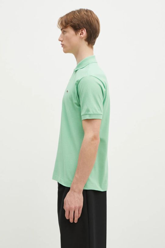 Памучна тениска с яка Lacoste L1212 зелен SS25