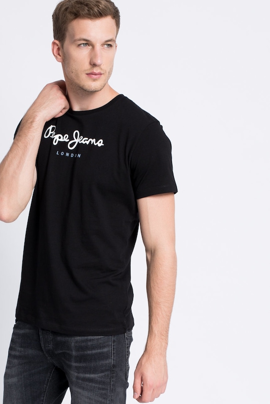 Pepe Jeans - Pánske tričko potlač čierna PM500465