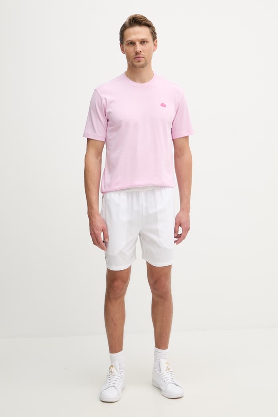 Lacoste T-shirt męski bawełniany TH7618 różowy SS26