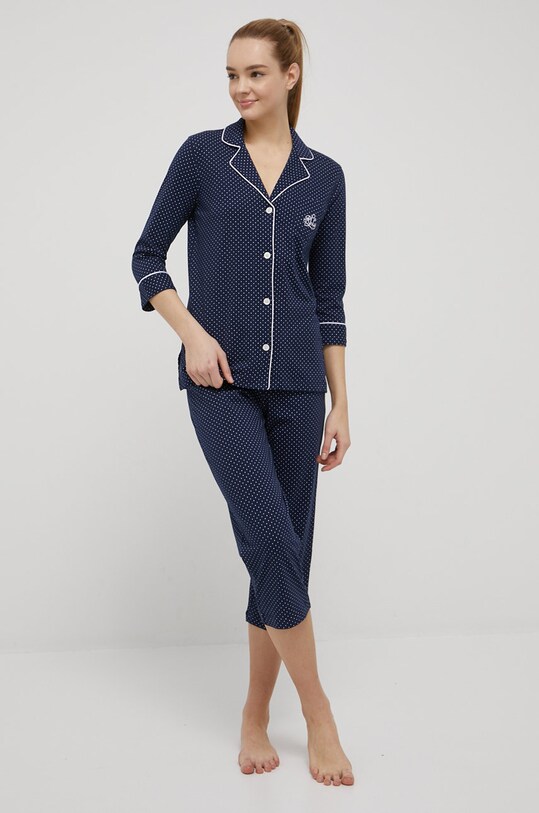 Lauren Ralph Lauren piżama bawełniana wzorzyste granatowy I819702