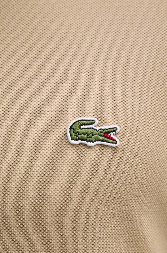 Βαμβακερή μπλούζα με μακριά μανίκια Lacoste L1312 μπεζ
