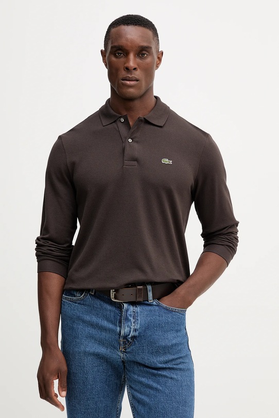 Lacoste longsleeve bawełniany bawełna brązowy L1312