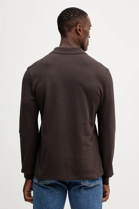 Odzież Lacoste longsleeve bawełniany L1312 brązowy