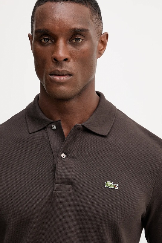 Pamučna majica dugih rukava Lacoste smeđa L1312
