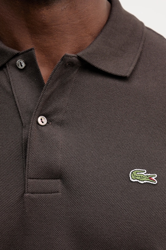 Pamučna majica dugih rukava Lacoste L1312 smeđa
