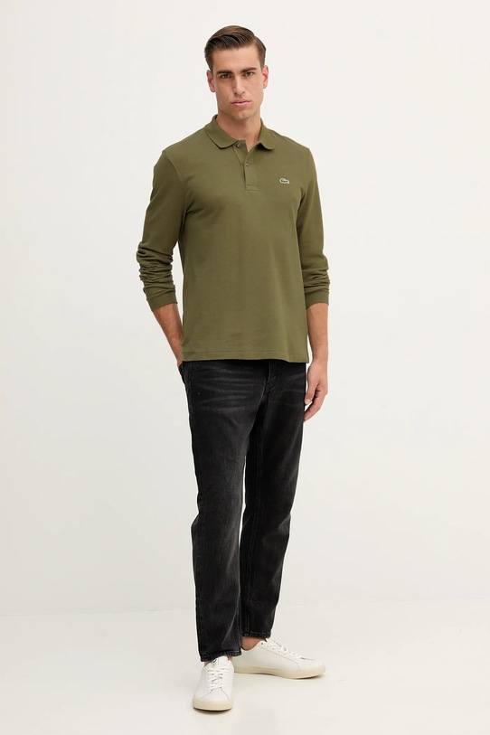 Lacoste longsleeve bawełniany L1312 zielony AW25