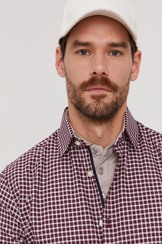 Selected Homme - Košeľa káro burgundské 16058640
