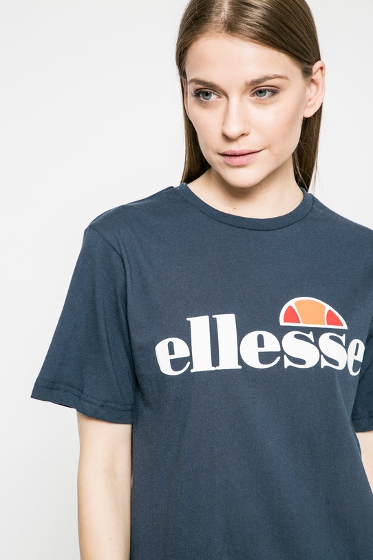 Pamučna majica Ellesse print mornarsko plava SGS03237
