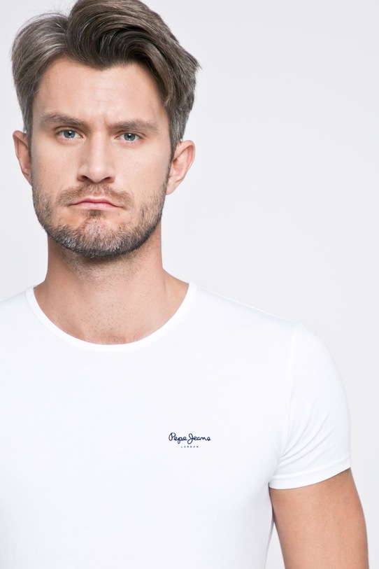 Pepe Jeans - Pánske tričko potlač biela PM503882